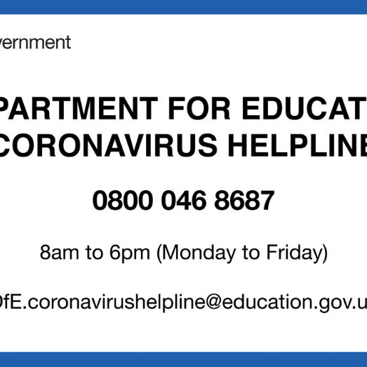 Covid-19 Helpline for Teachers, Parents and School Staff